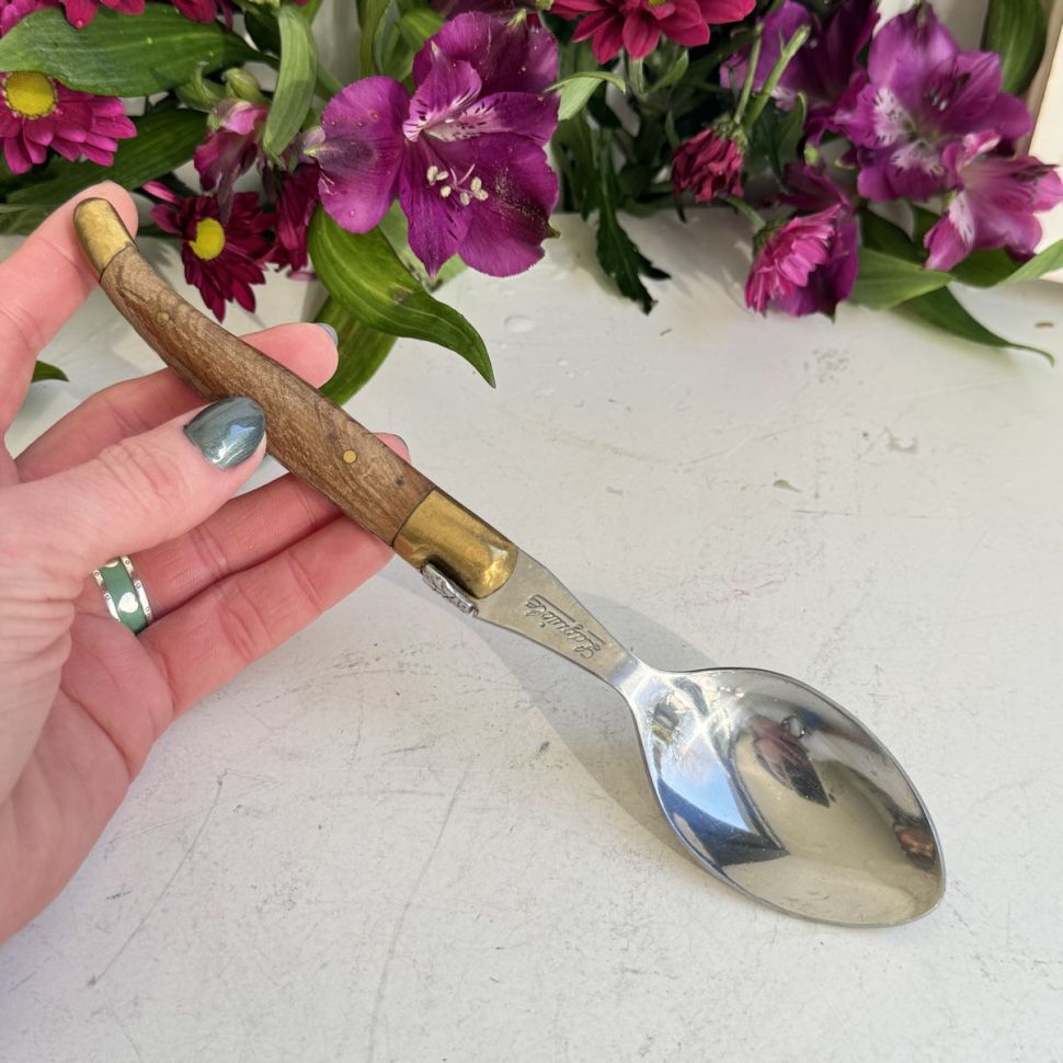 Ложка столовая 22 см сталь деревянная ручка