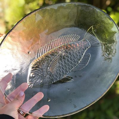 Тарелка овальная углубленная Рыба 31,5 см хрусталь