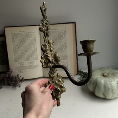 Подсвечник настенный Цветы 27 см бронза