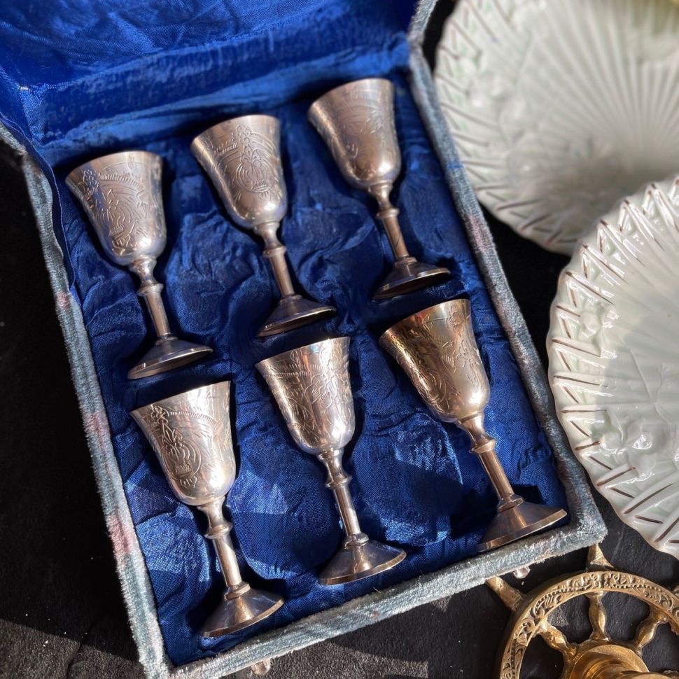 Рюмка 30 мл мельхиор серебрение (набор 6 шт. в коробке)