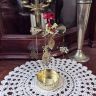 Подсвечник новогодний мобиль Щелкунчик 16 см золотистый