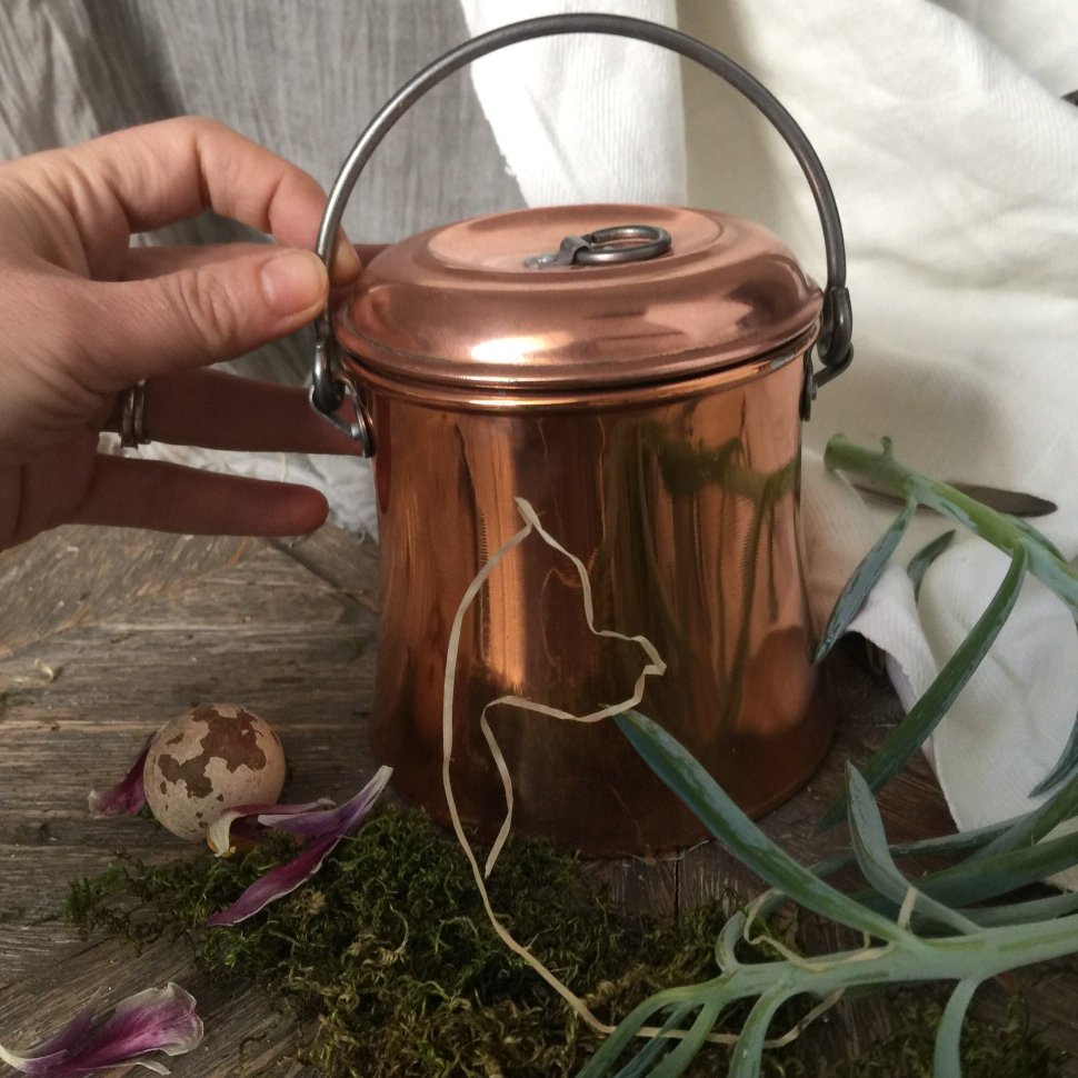 Бидон медный банка с крышкой  и ручкой Швеция Smedjan