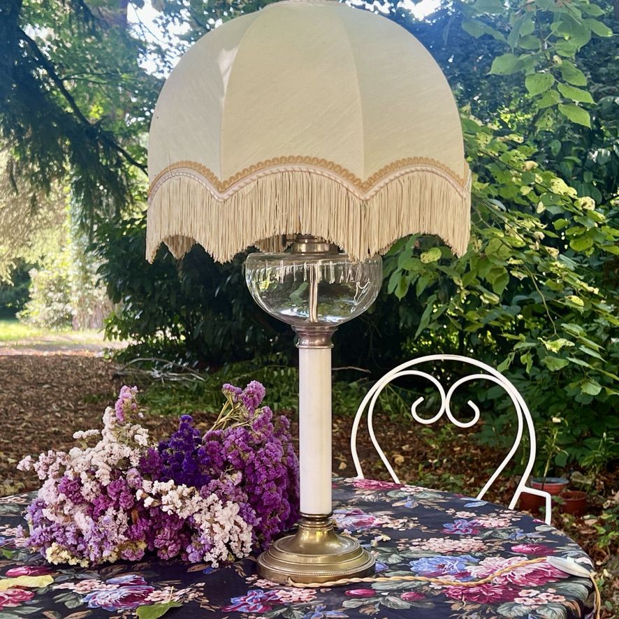 Лампа настольная 52 см латунь хрусталь камень