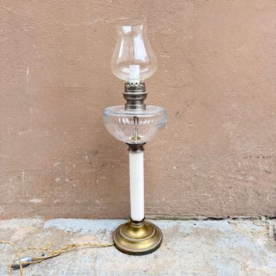 Лампа настольная 52 см латунь хрусталь камень