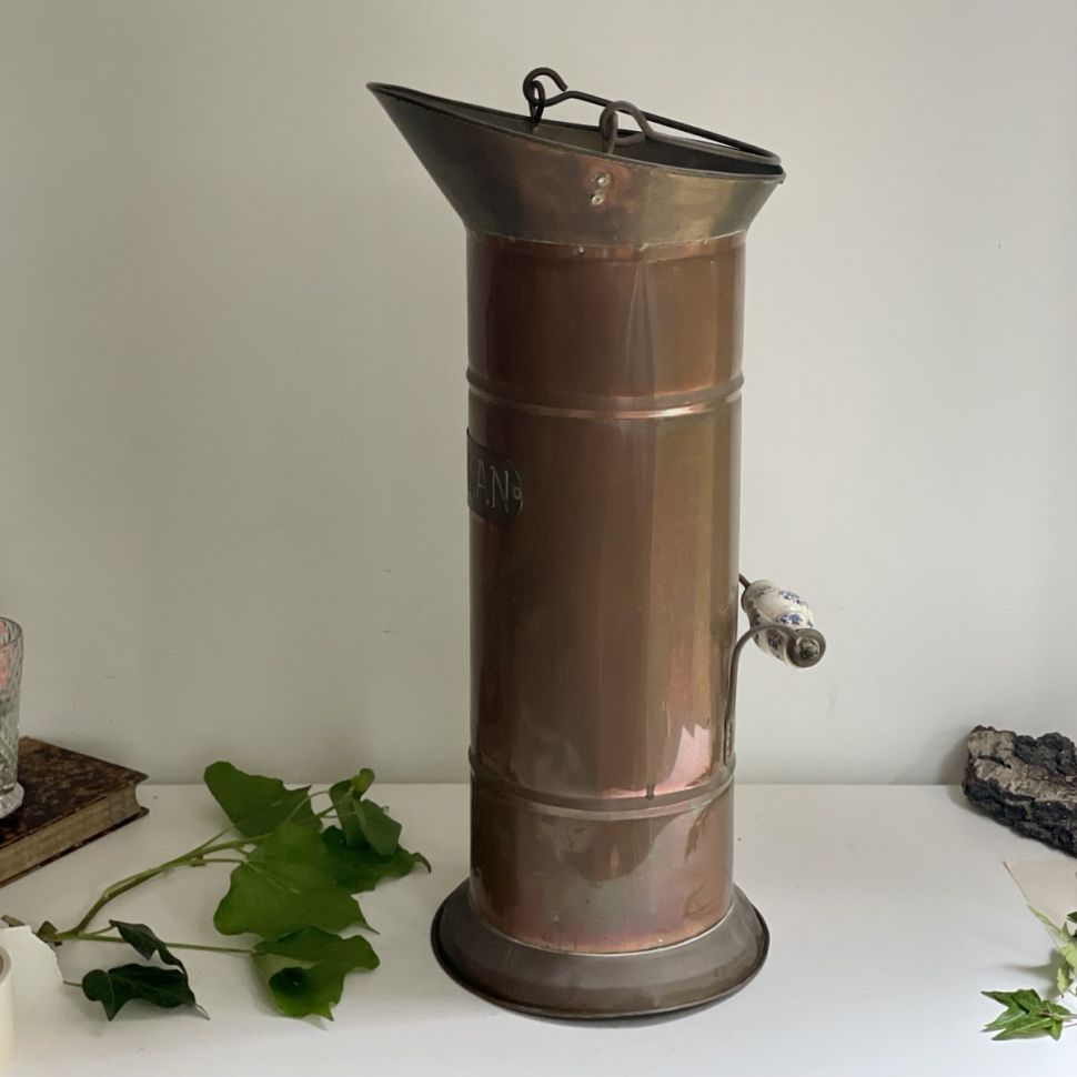 Зольник тушитель  с керамической ручкой 50 см медь