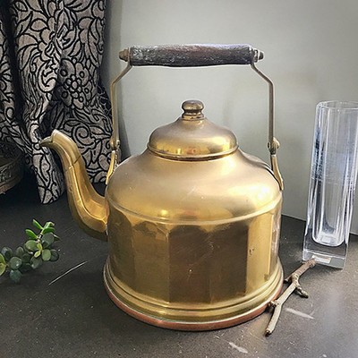 Чайник 3 литра латунный с деревянной ручкой