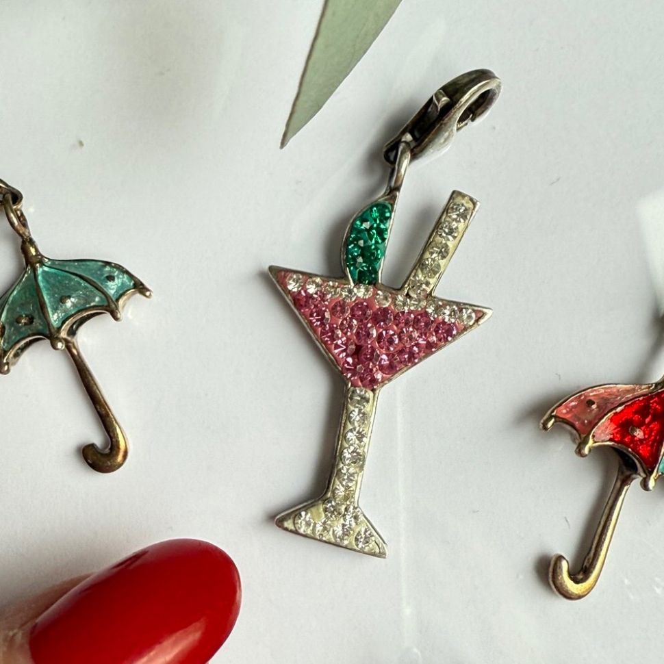 Подвеска шарм Коктейльный бокал 3,2 см в стиле Thomas Sabo 925