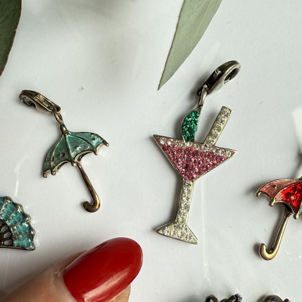 Подвеска шарм Коктейльный бокал 3,2 см в стиле Thomas Sabo 925  