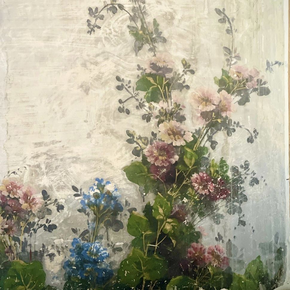 Репродукция фрески 21х28 см Розовый вьюн