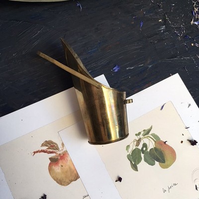 Кашпо латунное подвесное с подвижной ручкой