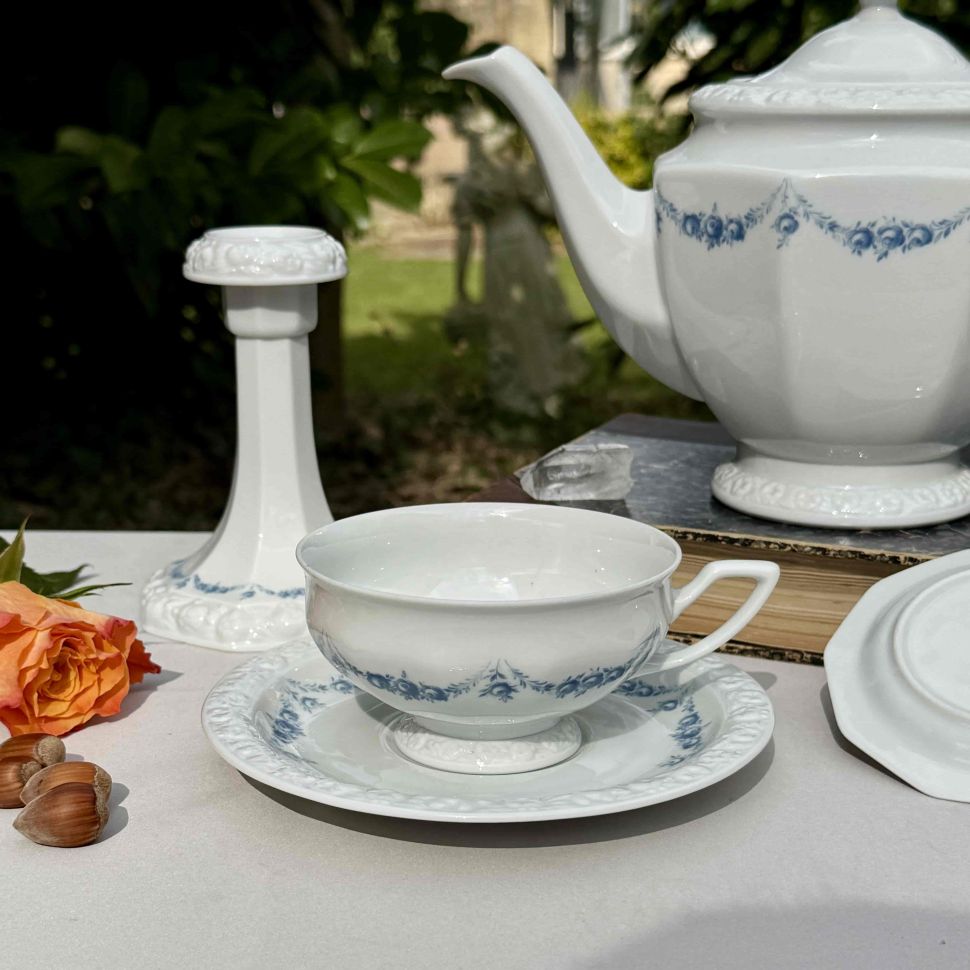 Чайная пара Rosenthal Classic Rose голубые розы 270 мл Германия 