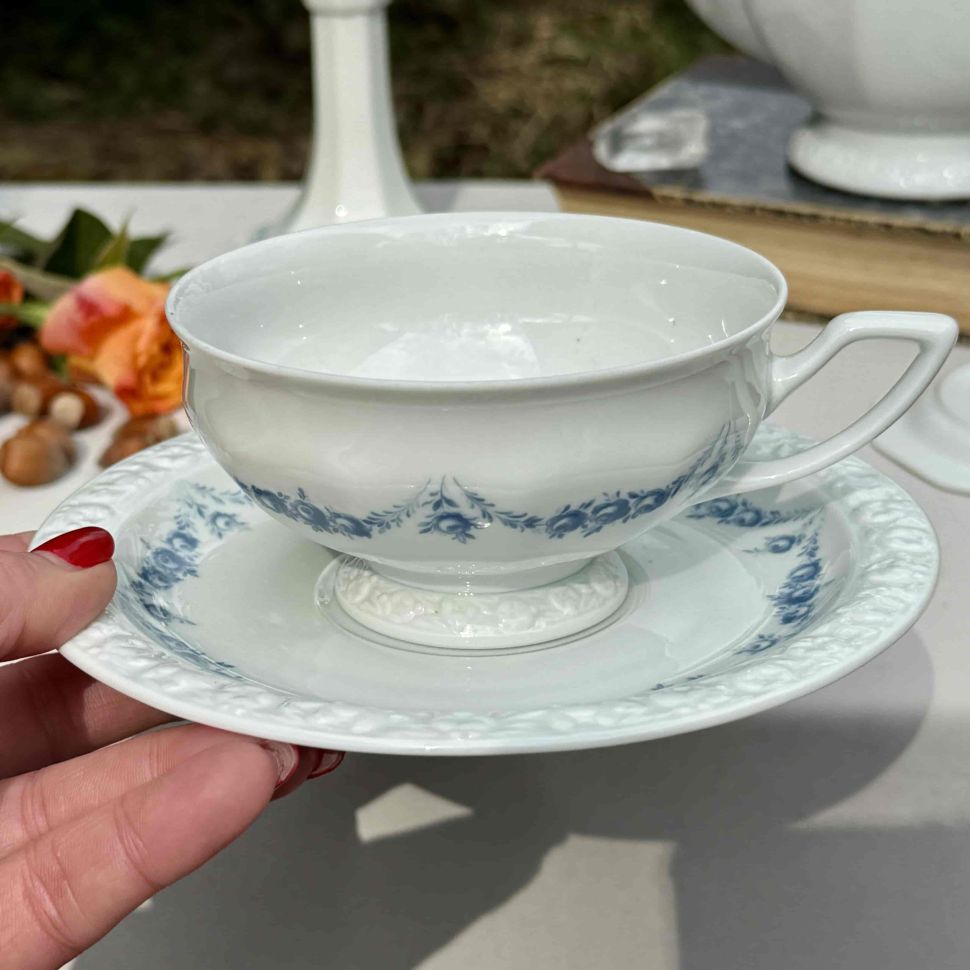 Чайная пара Rosenthal Classic Rose голубые розы 270 мл Германия 