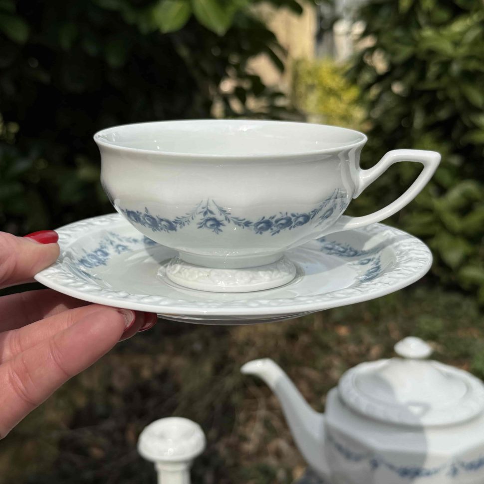 Чайная пара Rosenthal Classic Rose голубые розы 270 мл Германия 