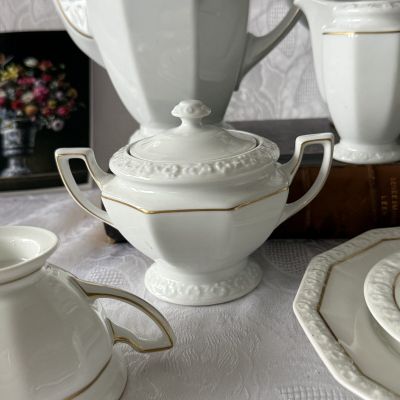 Сахарница Ph.Rosenthal Maria с золотой каймой 15 см Германия 1927 г    