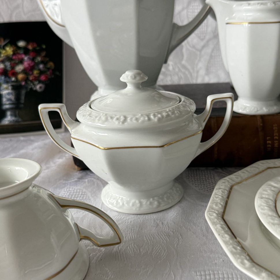 Сахарница Ph.Rosenthal Maria с золотой каймой 15 см Германия 1927 г    