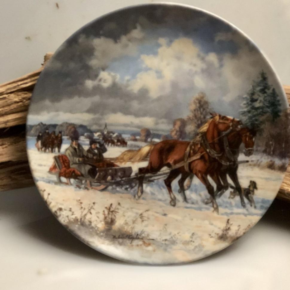 Тарелка "Die Schlittenfahrt" 1989 Seltmann Weiden