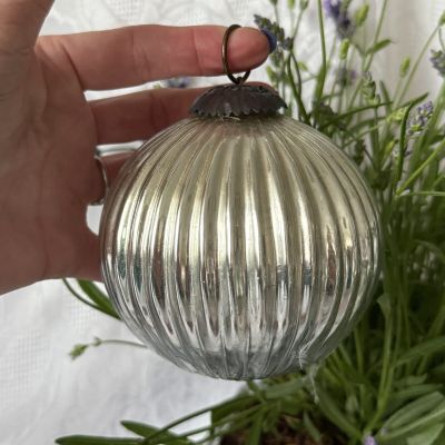 Елочная игрушка Зеркальная 10 см стекло ручная работа