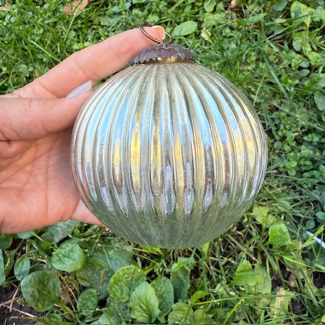 Елочная игрушка Зеркальная 10 см стекло ручная работа