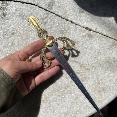 Нож для писем Кортик 25 см латунь и сталь