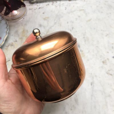 Банка сахарница 10 см с крышкой медь