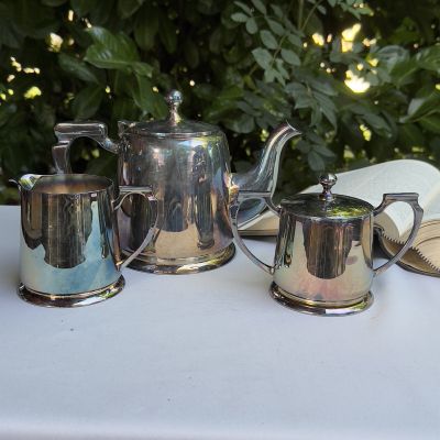 Сахарница и молочник набор 2 шт. серебрение Англия