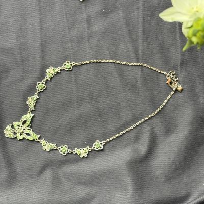 Колье Бабочка 42 см циркон фианиты серебрение по латуни