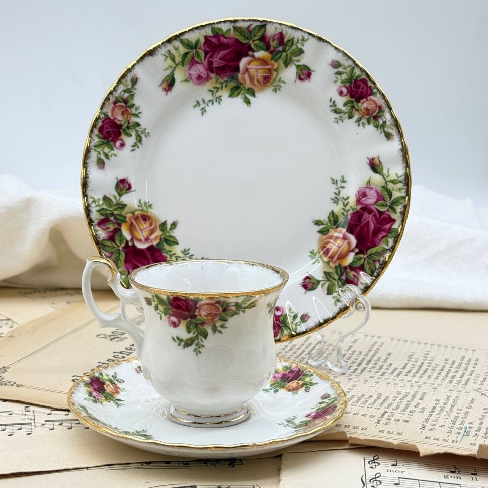 Кофейная тройка Royal Albert Old Country Roses 80 мл Англия 