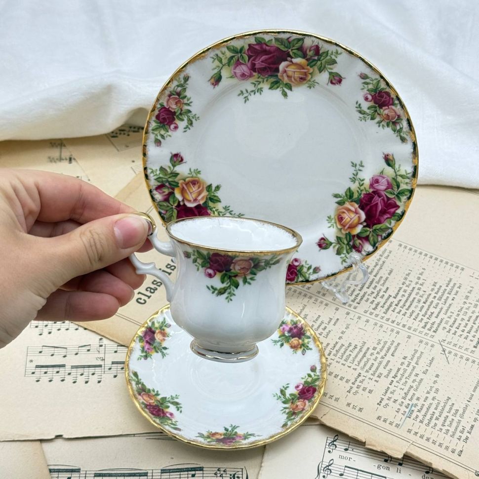 Кофейная тройка Royal Albert Old Country Roses 80 мл Англия 