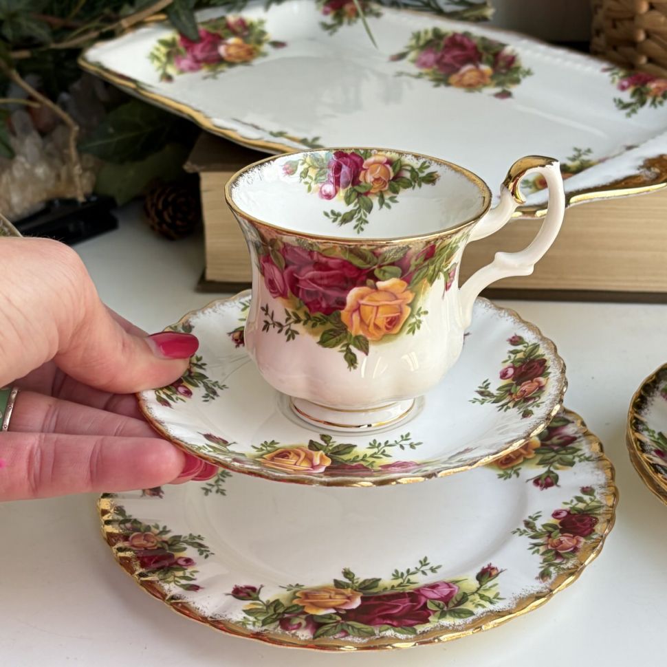Кофейное трио Royal Albert Old Country Roses 125 мл Англия 