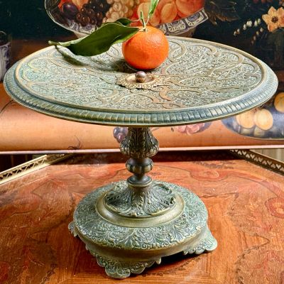 Ваза фруктовница на ножке 30см латунь Франция