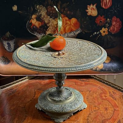 Ваза фруктовница на ножке 30см латунь Франция