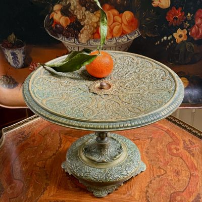 Ваза фруктовница на ножке 30см латунь Франция