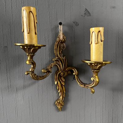 Бра настенное на 2 лампы 27 см бронза Франция