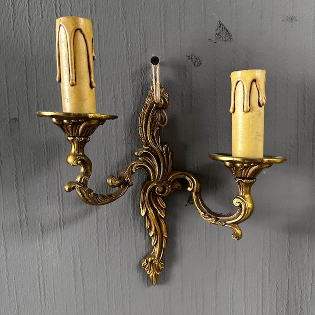 Бра настенное на 2 лампы 27 см бронза Франция