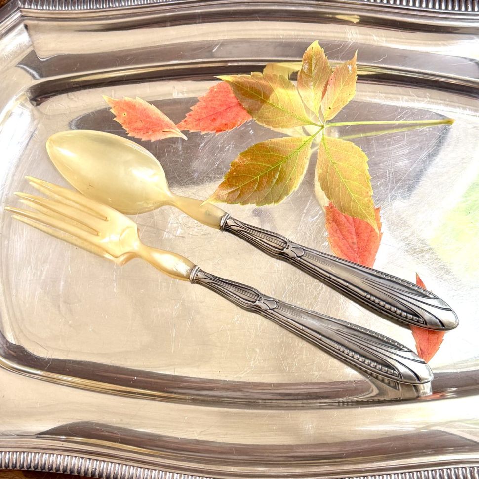 Ложка и вилка набор сервировочный 28 см серебро Франция Ардеко