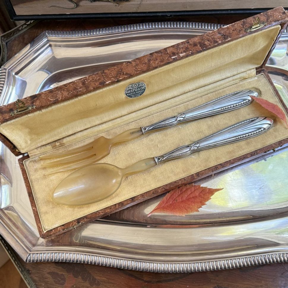 Ложка и вилка набор сервировочный 28 см серебро Франция Ардеко