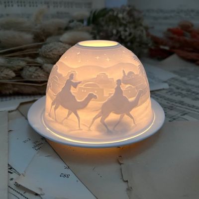 Подсвечник клош Hellmann Versand Starlight Верблюды 12 см бисквитный фарфор Германия