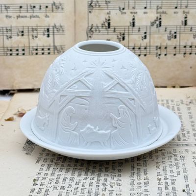 Подсвечник клош Hellmann Versand Starlight Рождество 12 см бисквитный фарфор Германия