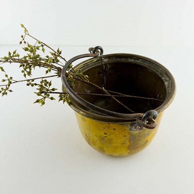 Кашпо ведерко латунное старое