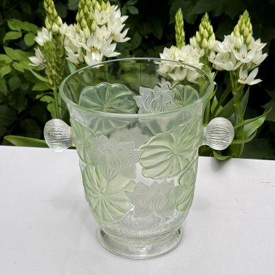 Ведро для охлаждения бутылки Кувшинки в стиле Lalique 24 см прессованное стекло