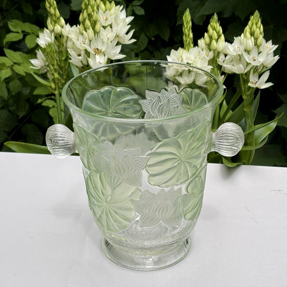 Ведро для охлаждения бутылки Кувшинки в стиле Lalique 24 см прессованное стекло