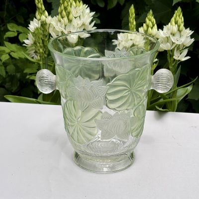 Ведро для охлаждения бутылки Кувшинки в стиле Lalique 24 см прессованное стекло