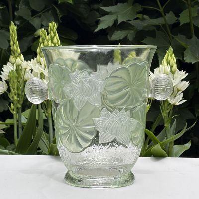 Ведро для охлаждения бутылки Кувшинки в стиле Lalique 24 см прессованное стекло