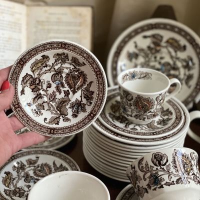 Блюдце 14 см Англия Staffordshire Ridgway Jacobean Джек бобовое зернышко (сквозная трещина)
