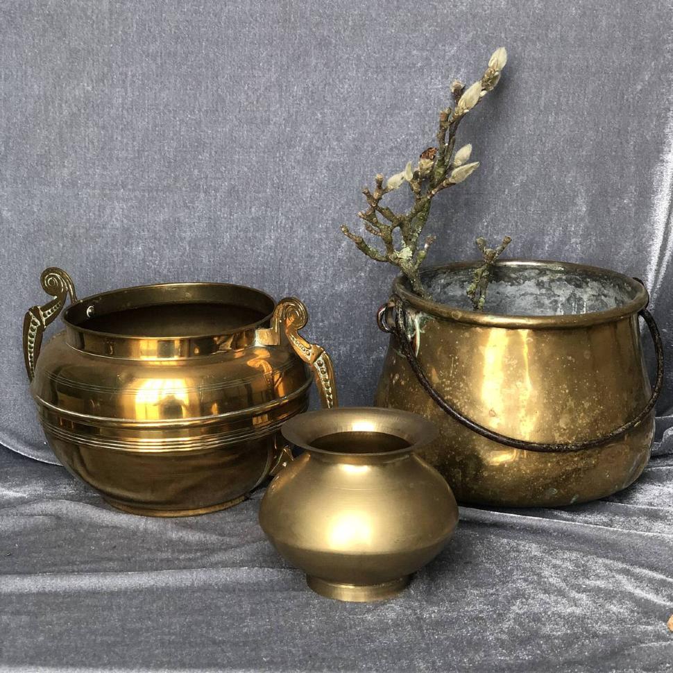 Ваза кашпо 10.5 см латунь