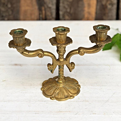 Подсвечник латунь для трех высоких свечей