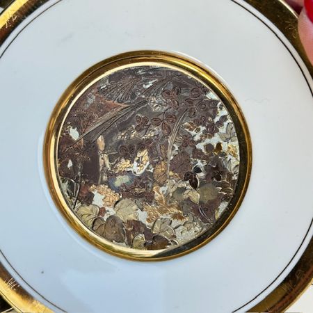 Тарелка Японский календарь 1983 Autumn Стрекоза, Art of Chokin, Hamilton Collection золото фарфор 15 см