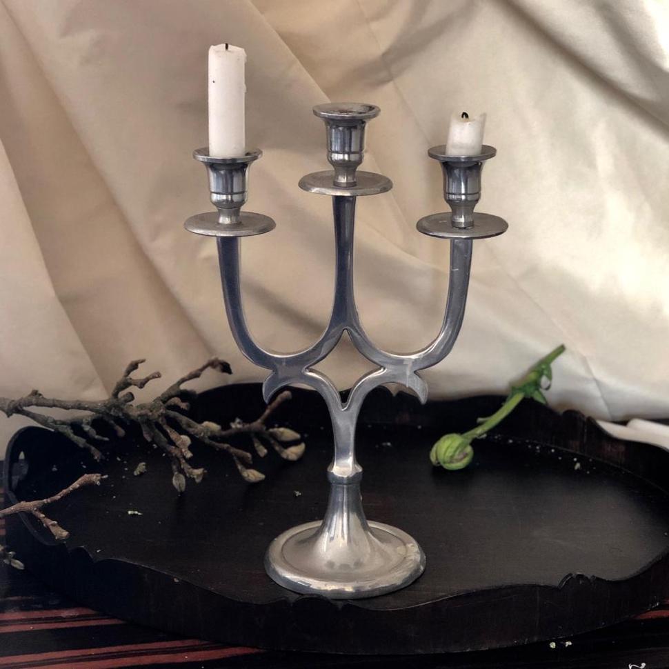 Подсвечник Лилия на три свечи олово