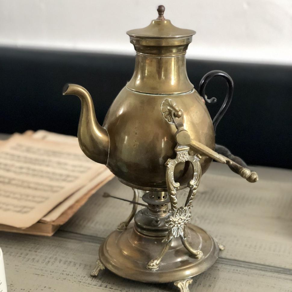 Чайник кофейник самовар на подставке с ситом очищенный
