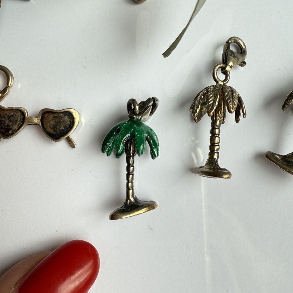 Подвеска шарм Пальма зеленая 2,2 см в стиле Thomas Sabo 925